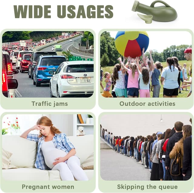 Detalle de 2 x 1000ml Male Urine Bottles (Unisex) with Female Adapter, Screw Lid & Cleaning Brushes