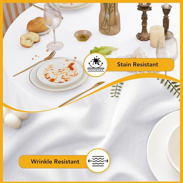 Thumbnail 2 de Dailyset 6-Pack White Round Tablecloths 120 Inches