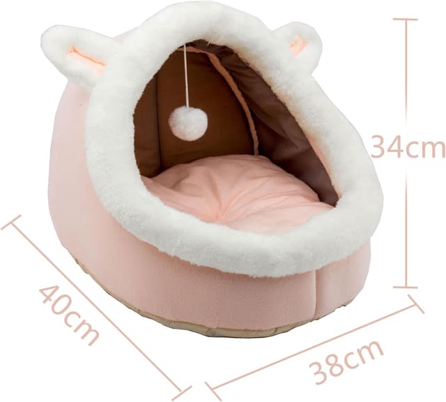 Detalle de Dtopsun Cat Bed Rabbit-Shaped with Hanging Toy 🐱