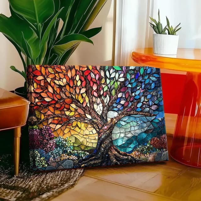 Thumbnail 1 de Wooden Framed Canvas Tree of Life 40x60cm