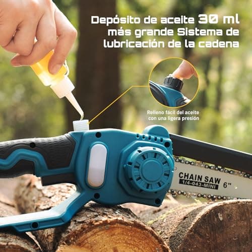 Thumbnail 6 de SEESII 6 Pulgadas Mini Motosierra a Batería & 33 mm Tijeras de Podar Eléctricas, 2-en-1 Kit Herramientas de Jardín con 2 × 2000 mAh Baterías, Motor Brushless, Ideal para Corte de Troncos y Ramas