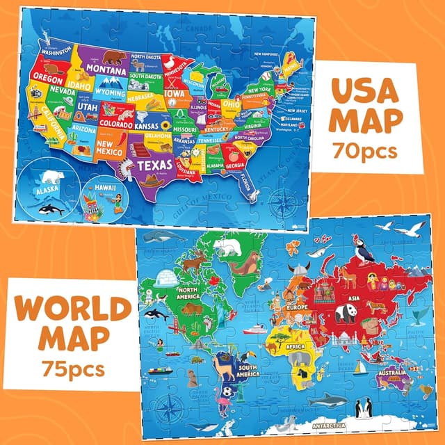 Detalle 2 de 145pc Geography Puzzles for Kids Ages 4-8