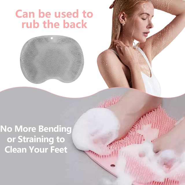 Detalle 2 de 2Pcs Shower Foot Scrubber Wall-Mounted Exfoliator for Callus Removal