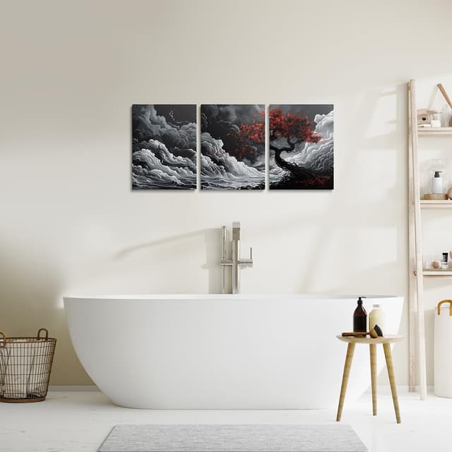 Thumbnail 4 de Homewish 3 Piece Red Maple Leaves Canvas 12x16in