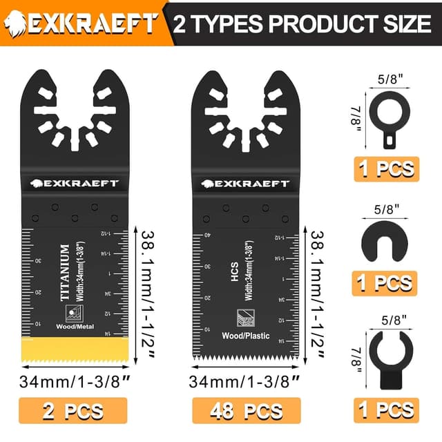 Detalle 2 de EXKRAEFT 50 PCS multi tool blades for oscillating tools 🛠