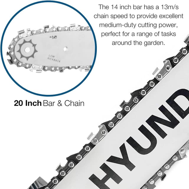 Detalle 1 de Hyundai 1600W 14" Electric Chainsaw (35cm) – 230V corded chainsaw with automatic chain lubrication & 3m cable