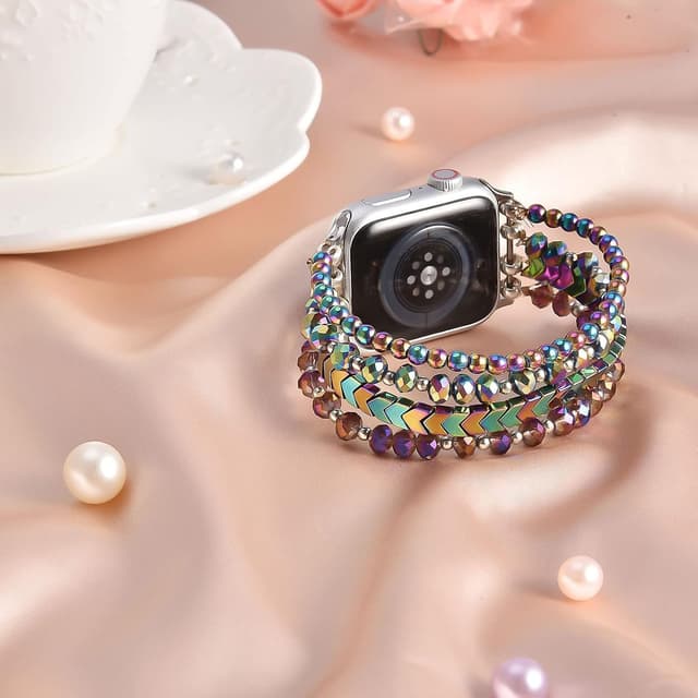 Detalle 2 de V.R.HOPE Unique Beaded Strap for Apple Watch (Crystal Beaded Band) – Compatible with 44mm/45mm/46mm/49mm and 42mm/3/2/1