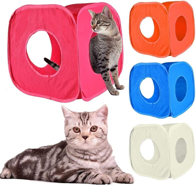Detalle 2 de Pet Living Pop Up Cat & Kitten Play Cube Fun Strong Box (Orange)