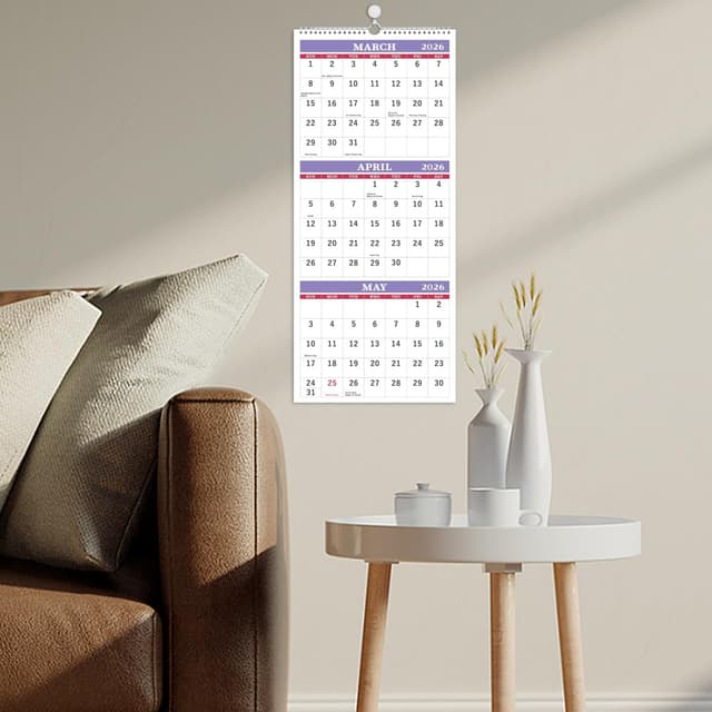 Detalle 2 de 2026 3-Month Wall Calendar ⏳