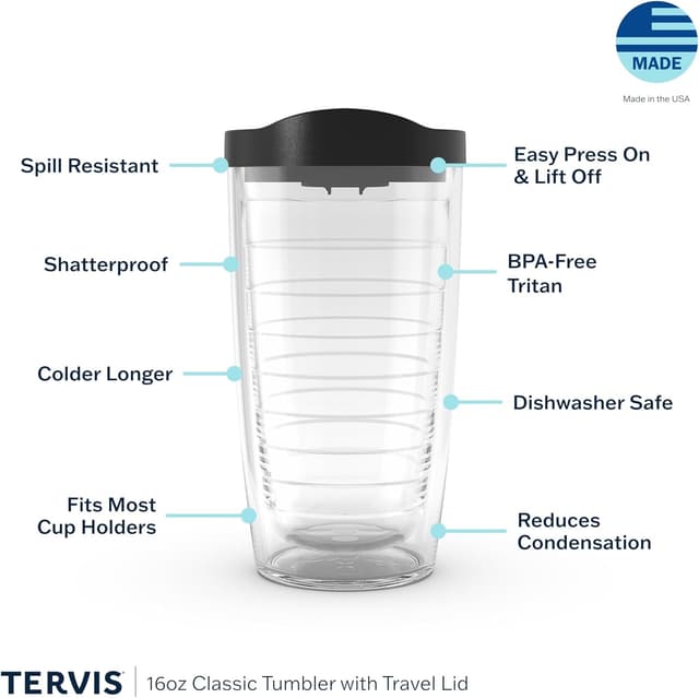 Detalle de Tervis Plaid Bone Double-Walled Insulated Tumbler Travel Cup (16oz) — Made in USA