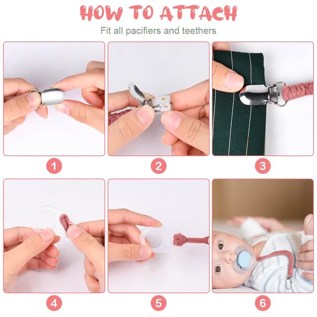 Detalle 2 de Schnullerkette 4er Set aus Baumwolle