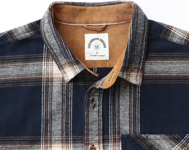 Detalle de Dubinik Flanellhemd Herren kariert mit Brusttasche, Langarm und Button-Down-Kragen