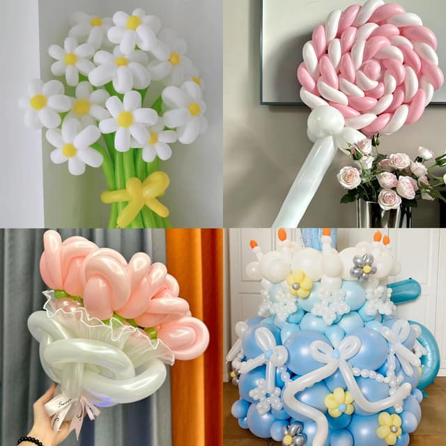 Detalle 2 de PIGETALE 260 White Long Magic Modelling Balloons (100 pcs) for Twisting, Animal Shapes & Balloon Arches