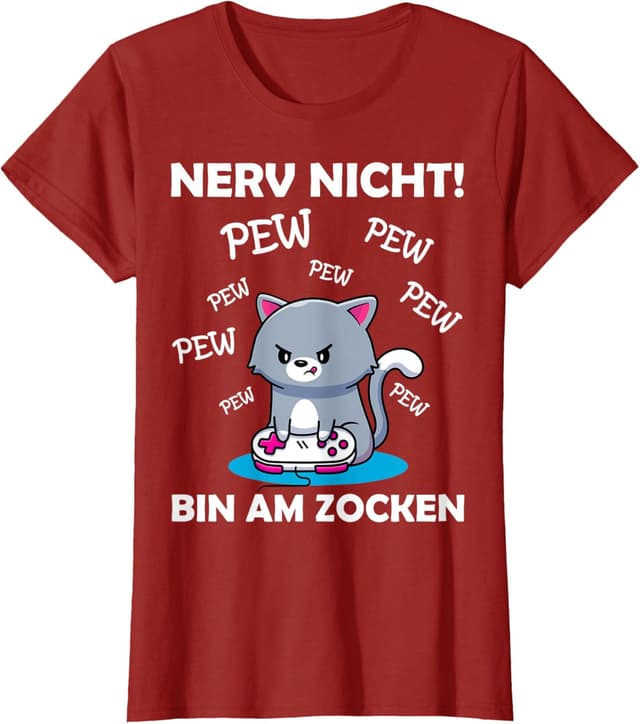 Detalle 2 de Gaming Katze T-Shirt als Gamer Spruch