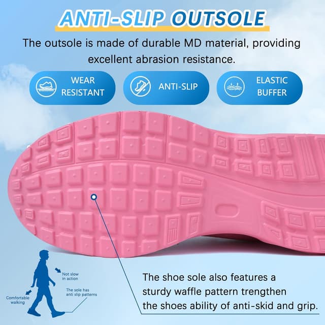 Detalle de Womens Running Shoes Trainers with Air Cushioning & Breathable Mesh – Lightweight Non-Slip Walking Sneakers