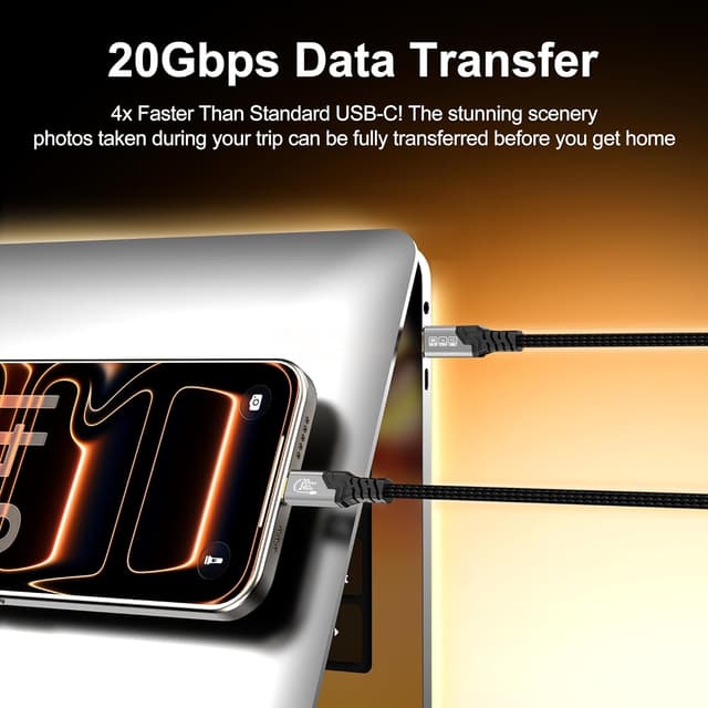 Detalle 1 de ZIKNYDO USB C to USB C cable 5m, 20Gbps