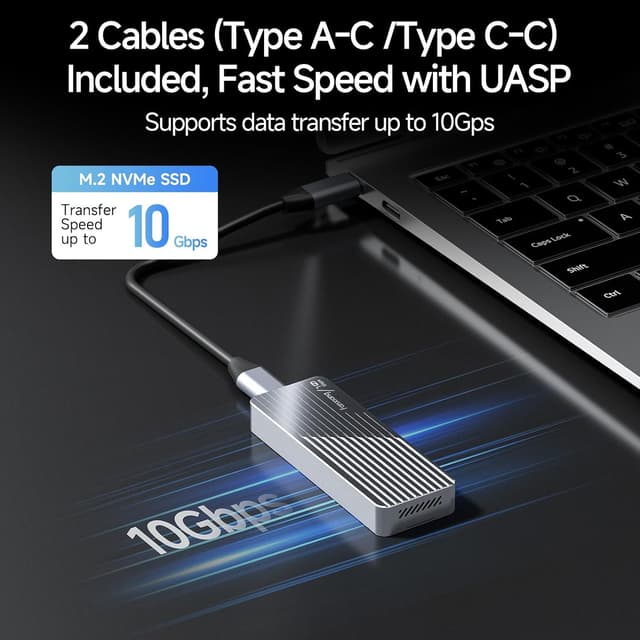 Detalle 2 de Fanxiang MD85 M.2 NVMe enclosure with built-in cooling fan, USB 3.2 Gen2 (up to 10Gbps)