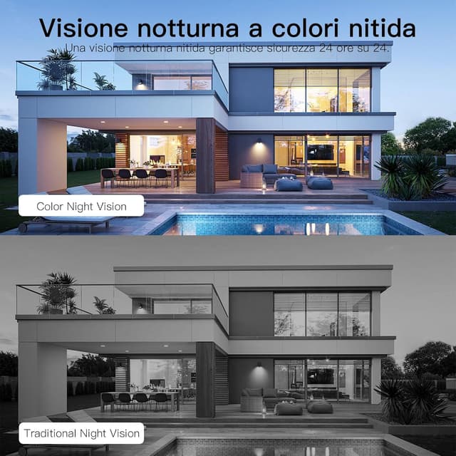 Detalle de VIMTAG VIM TAG 2,5K telecamera Wi‑Fi interna/esterna con 2‑way audio, sirena e visione notturna a colori (2 pezzi)