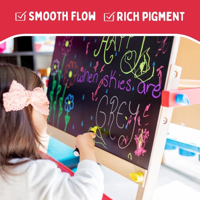 Detalle 2 de Chalkola 20 Fine Tip Liquid Chalk Pens for Blackboard (3mm reversible tips, neon, pastel, gold & silver)