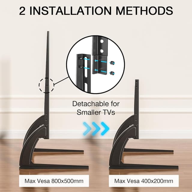 Detalle 2 de RFIVER universal TV stand legs and table-top riser for 20–65 inch TVs (up to 40KG, VESA 200x100–800x500)