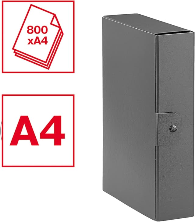 Detalle de Esselte C28 EUROBOX cartella progetti con bottone, 25 x 35 cm, dorso 8 cm, verde (confezione da 5) 390328180