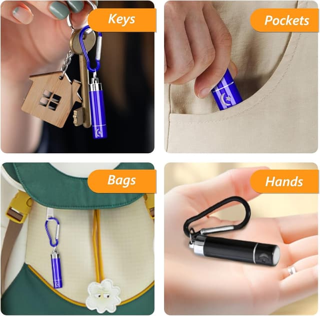 Detalle 2 de flintronic Set di 14 mini torce LED portachiavi per bambini (6,5 cm) in 6 colori