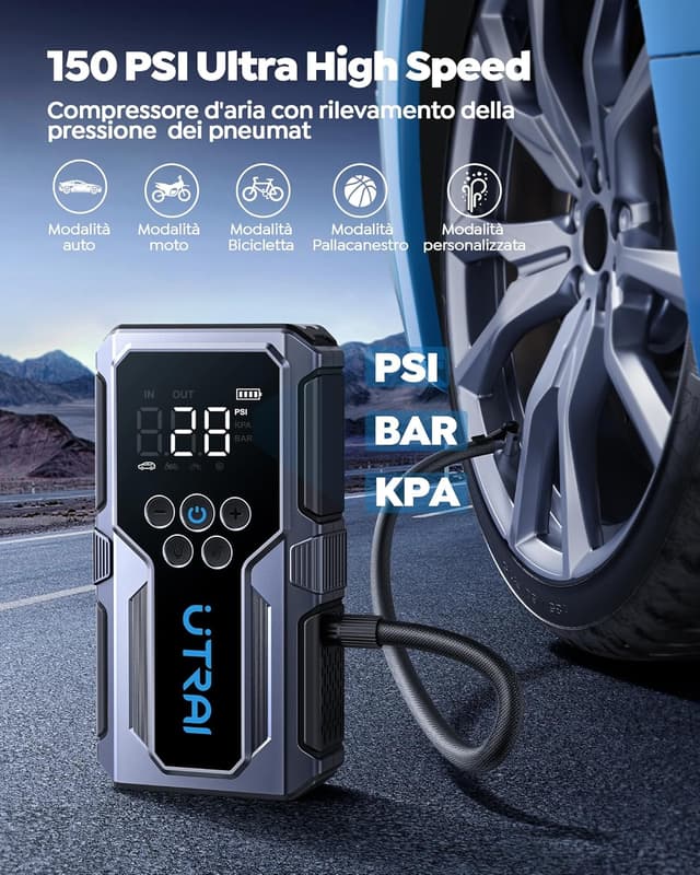 Detalle de UTRAI Avviatore batteria 6000A con compressore 150 PSI