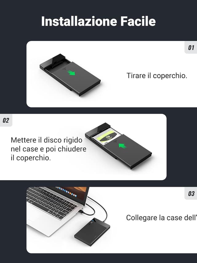 Thumbnail 6 de UGREEN Case Esterno per Disco Rigido USB 3.0 da 2,5” con UASP (SSD SATA 9,5/7 mm e HDD) e cavo 30 cm