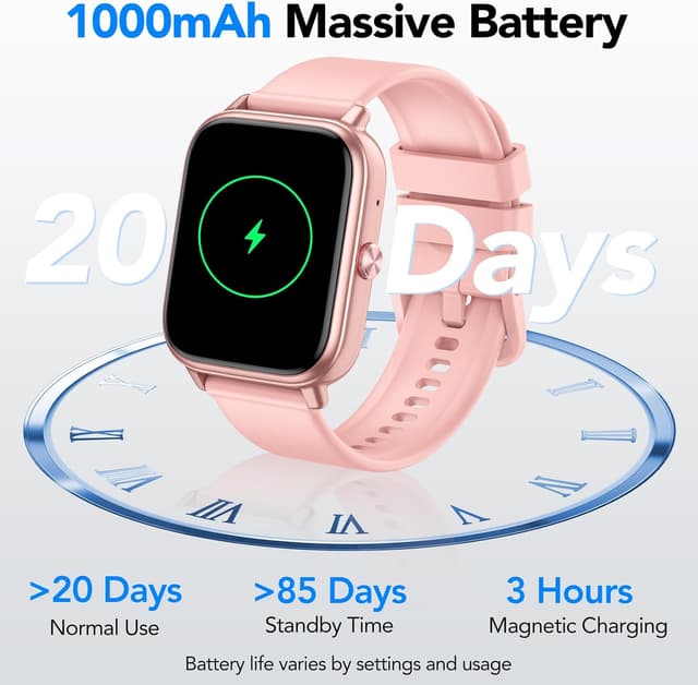 Detalle 2 de Montre connectée Bluetooth 1,83" HD (IP68) – Autonomie annoncée 20 jours, cardio & sommeil, 112 modes sportifs, rose