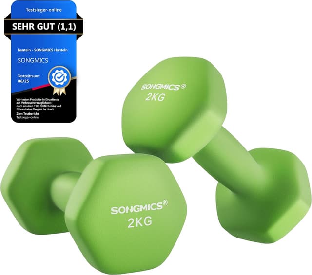 Detalle de SONGMICS 2er-Set Hex-Dumbbells mit Neoprenbeschichtung für Krafttraining & Fitness zu Hause