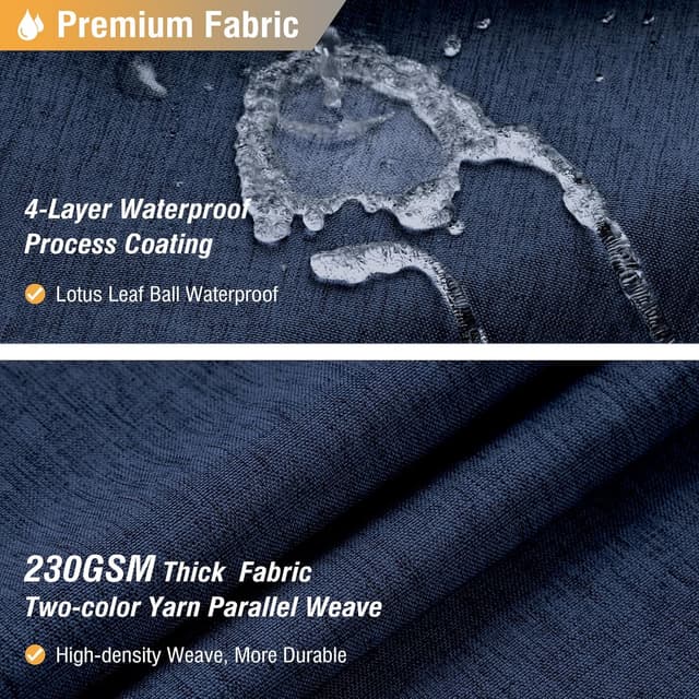 Detalle de BTTN Navy Blue Linen-Textured Heavy-Duty Waterproof Shower Curtain Set (72x72) with 12 Plastic Hooks