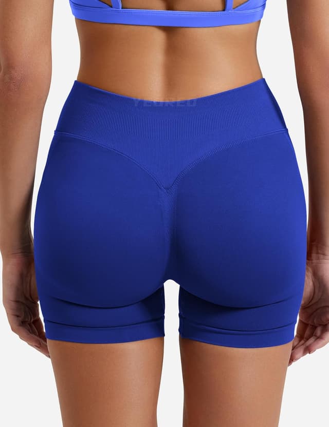 Detalle de YEOREO SoftHue Damen Sport-Shorts mit Invisible Scrunch Butt (4,5"), nahtlos & atmungsaktiv