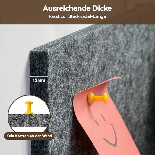 Detalle 2 de CUHIOY Filz Pinnwand 6er Set mit 60 Pins