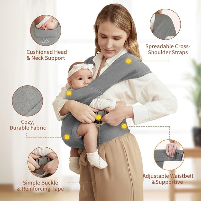 Detalle de MOMTORY marsupio neonato ergonomico 3-12 kg