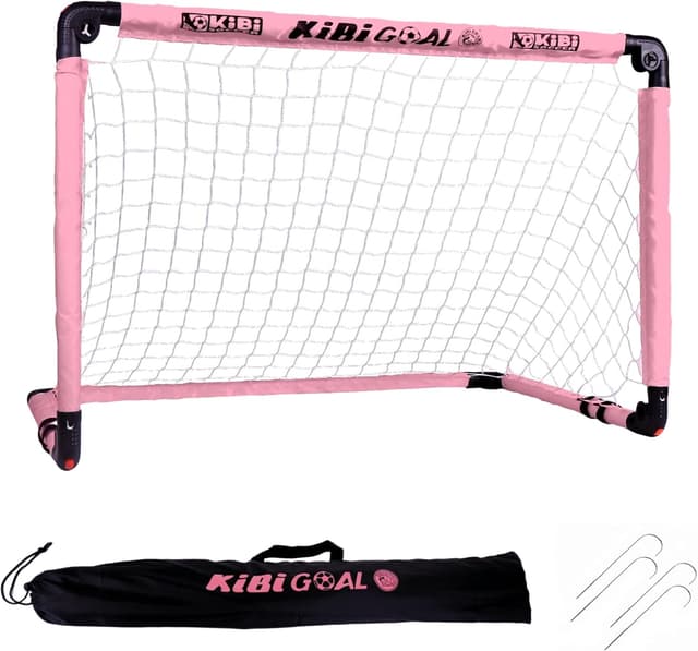 Detalle de KiBiGOAL Kinder-Fußballtor faltbar (rosa) 90x60 cm für Indoor & Outdoor