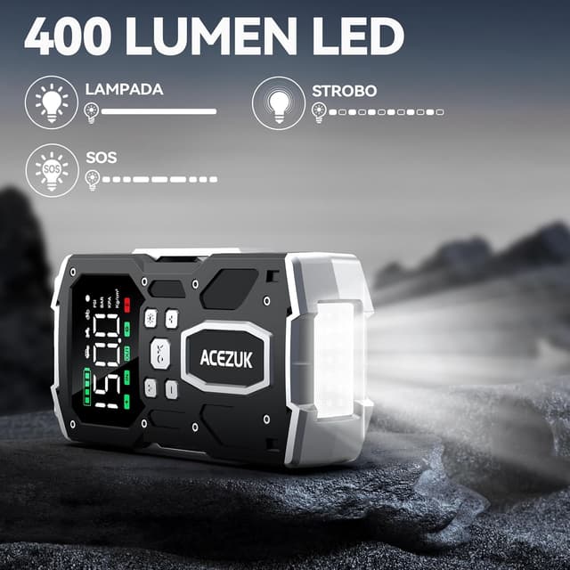 Detalle 2 de ACEZUK Avviatore Batteria Auto 12V 8000A con compressore 150 PSI e display 3,4