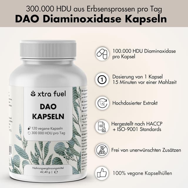 Detalle 2 de DAO Kapseln 120 Stück 300.000 HDU 🍃