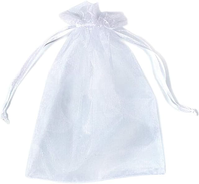 Detalle de PLECUPE 100 Organzasäckchen (16x22 cm) mit Tunnelzug – Schmuck- und Geschenkbeutel in Weiß