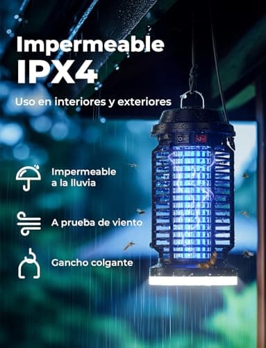 Detalle de YISSVIC Lámpara antimosquitos eléctrica 4200V + 15W UV 365 nm IPX4 (interior y exterior)