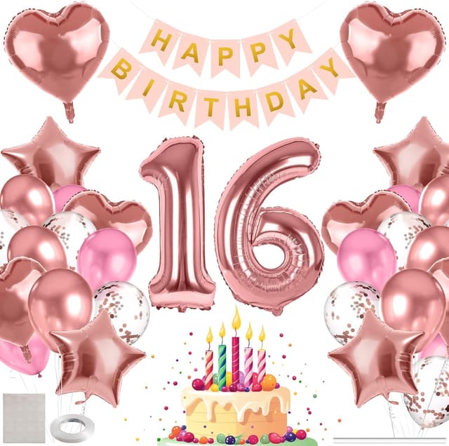 Detalle de Déco ballons 16 ans anniversaire fille