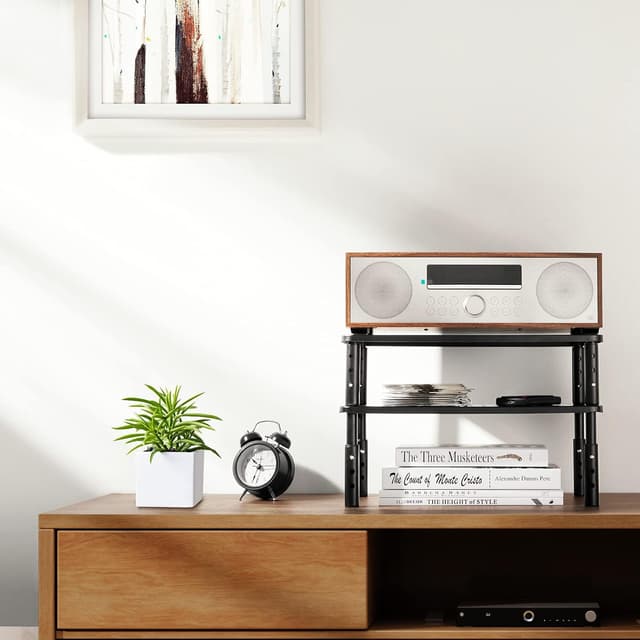 Detalle de HUANUO Monitorständer mit 3 ergonomischen Höhen (belüftete Lochplattform) – 2er-Pack