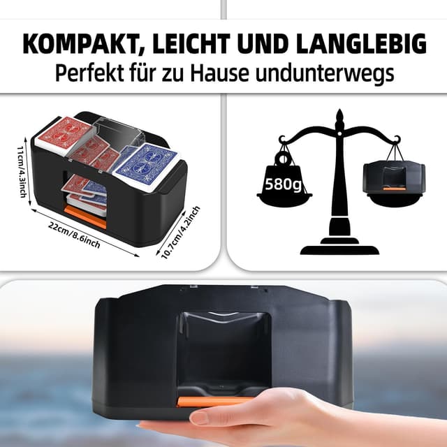 Detalle 2 de QUICARD automatischer Kartenmischer mit leiserem Motor und 2.000-mAh-Akku