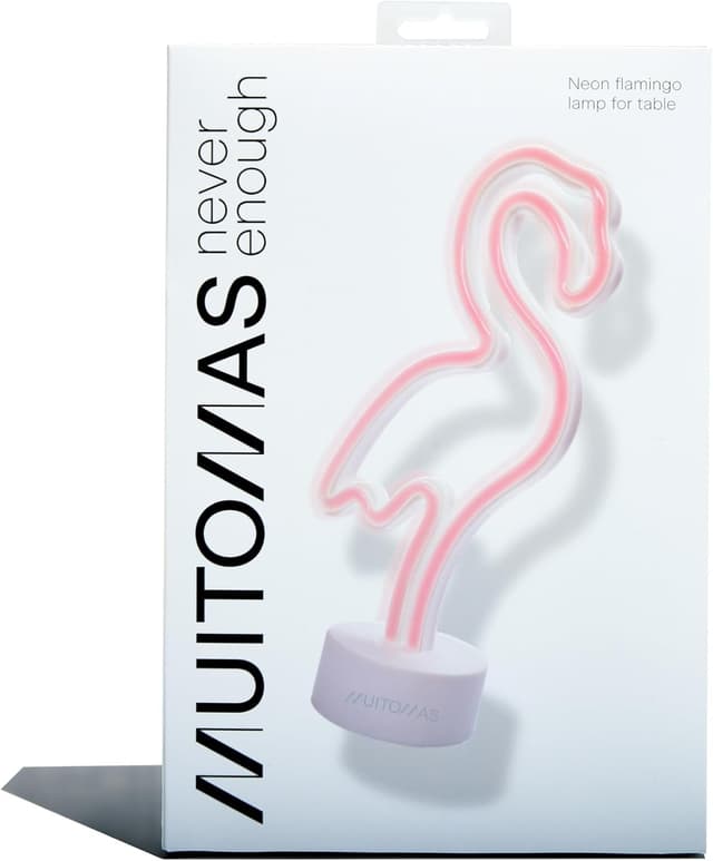 Detalle de Muitomas lampada neon da scrivania con scritta e forma fenicottero, 5W (input 5V/1A)