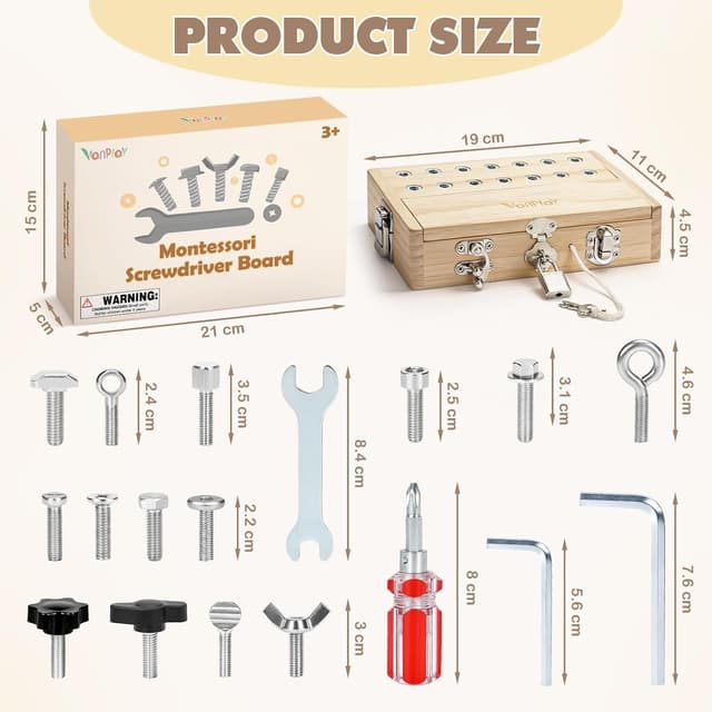 Thumbnail 5 de Vanplay Juguetes Montessori tablero con 14 tornillos