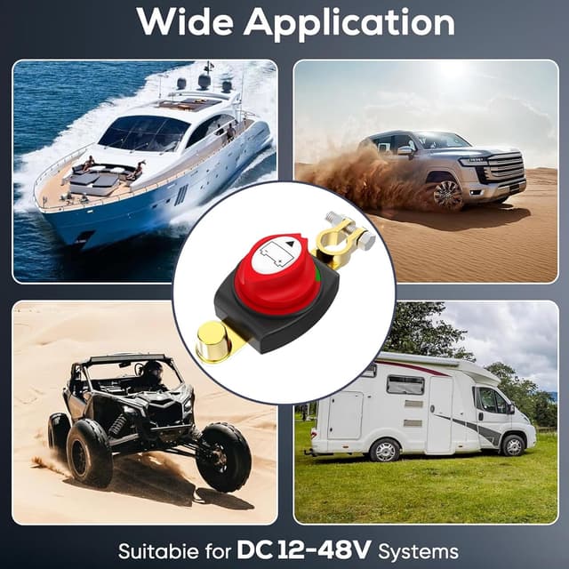 Thumbnail 6 de TZEKING Batteriehauptschalter (2er-Set) für DC 12–48V – Trennschalter zum Isolieren der Auto-, Motorrad- und Marine-Batterie