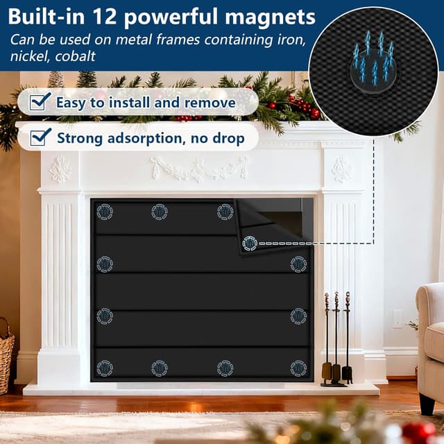 Thumbnail 2 de Magnetic Fireplace Blanket 39x32 Draft Stopper 🪵