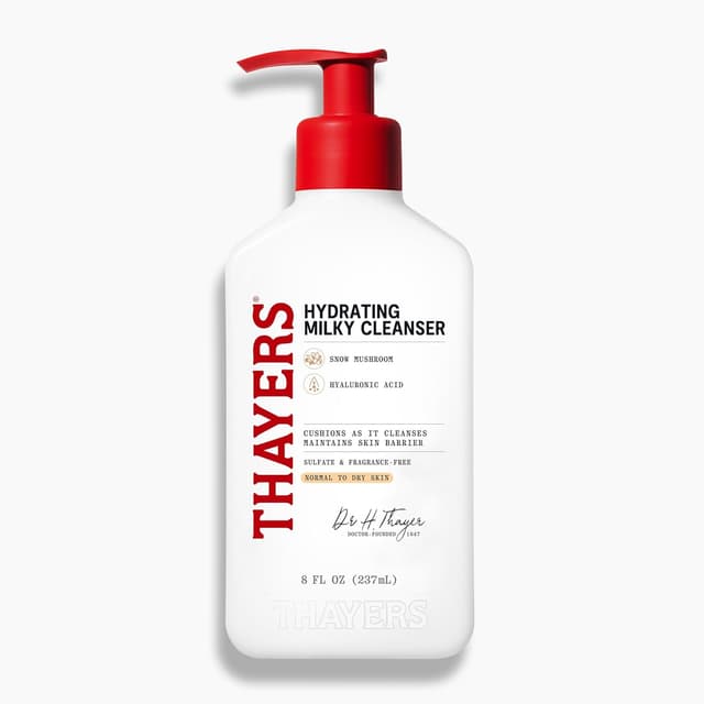 Detalle de Thayers Milky Hydrating Face Cleanser with Snow Mushroom and Hyaluronic Acid (8 fl oz) for Dry, Sensitive Skin
