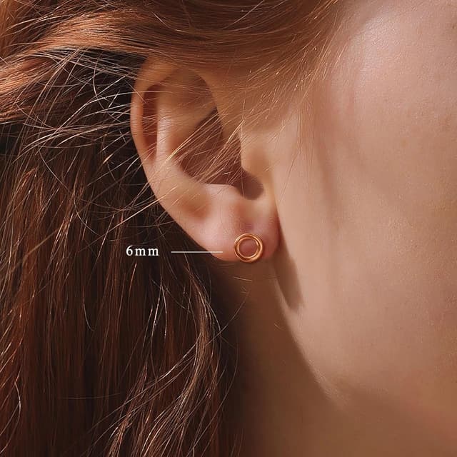 Detalle de Loutade Ohrstecker aus 925 Sterling Silber im 3-Paare-Set (hypoallergen, nickelfrei) – Kreis, Kugel, Scheibe