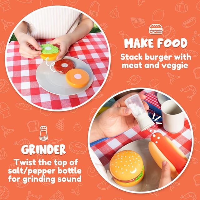 Detalle 2 de JOYIN 34 PCS Kitchen Toy Set Kids BBQ Playset