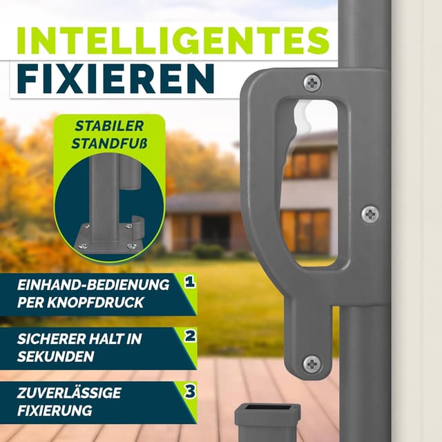 Detalle de tillvex® Seitenmarkise 160 x 350 cm ausziehbar mit Blickschutz & Regencover